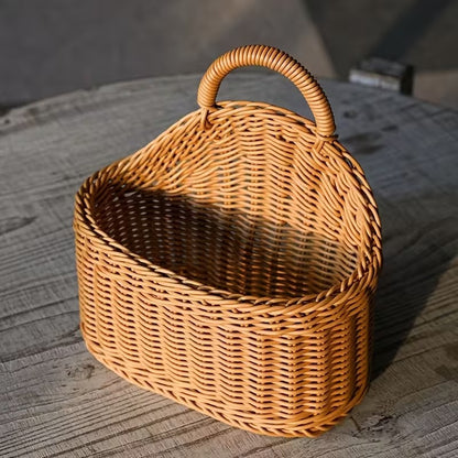 Woven Kitchen Storage Basket with Handle for Display and Organization