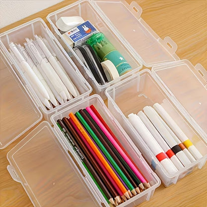 Stackable Clear Storage Bins with Lids, 10 Piece Set for Office and Craft Organization