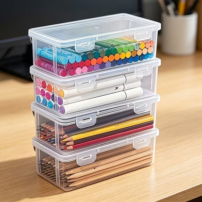 Stackable Clear Storage Bins with Lids, 10 Piece Set for Office and Craft Organization