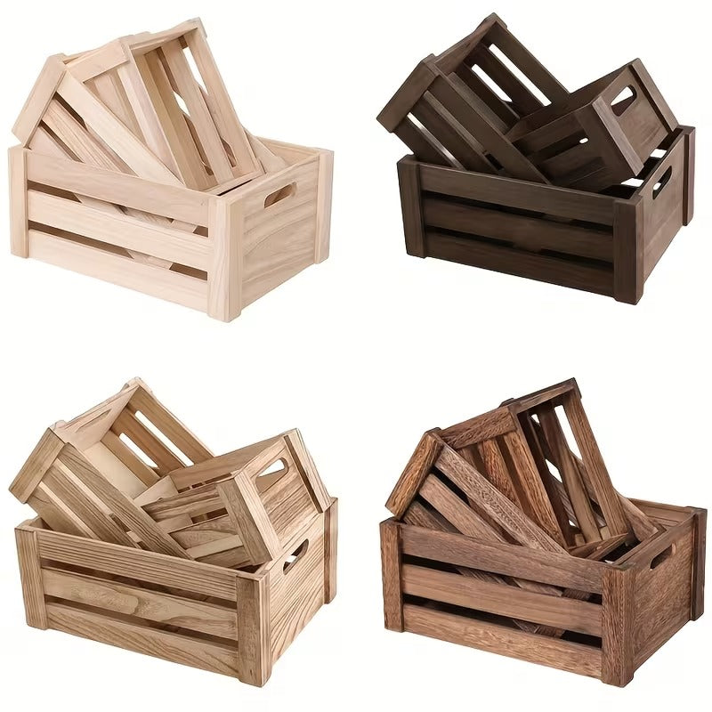 Stackable Farmhouse Wooden Crate Set for Home Storage and Décor