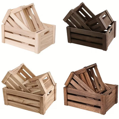Stackable Farmhouse Wooden Crate Set for Home Storage and Décor