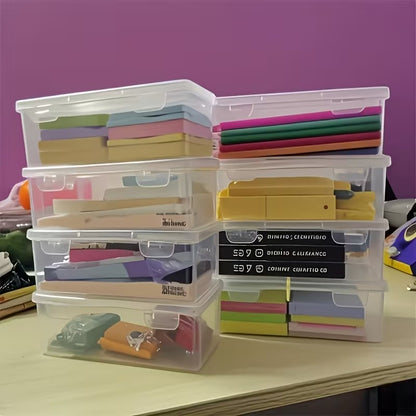 Stackable Clear Storage Bins with Lids, 10 Piece Set for Office and Craft Organization