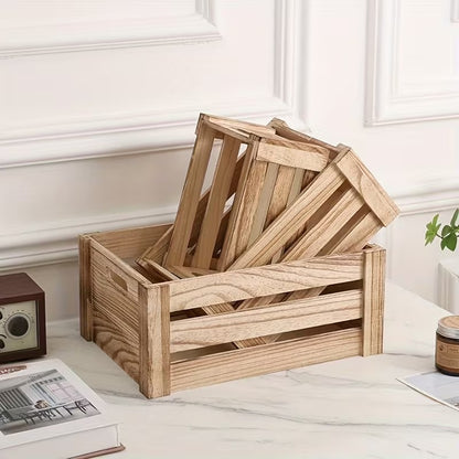 Stackable Farmhouse Wooden Crate Set for Home Storage and Décor