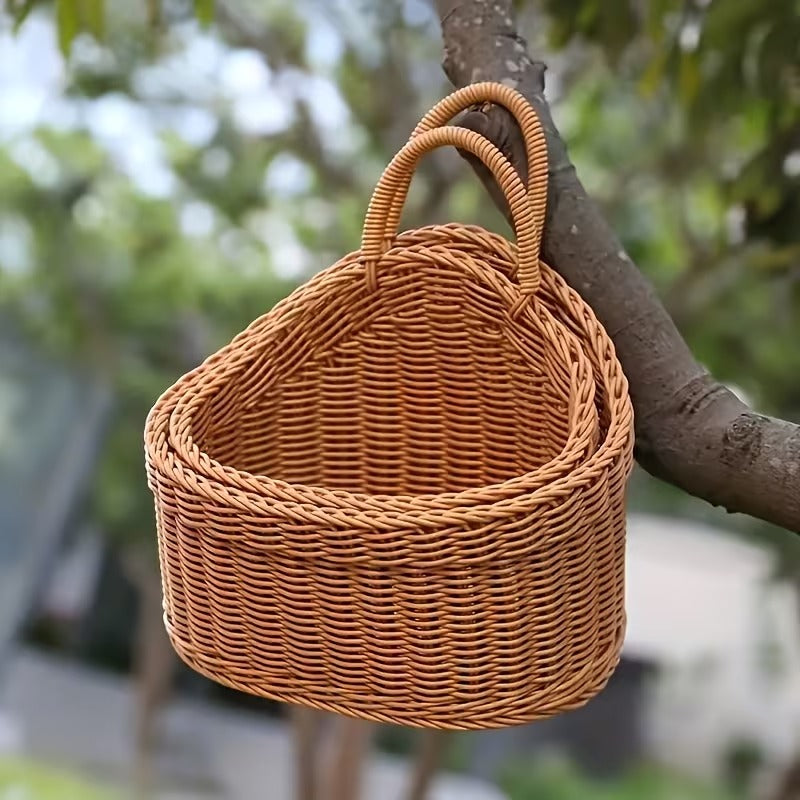 Woven Kitchen Storage Basket with Handle for Display and Organization
