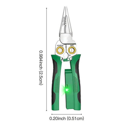 Multifunctional Wire Stripper with Voltage Tester and LED Alarm, Cable Cutter and Crimper