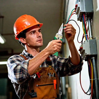 Multifunctional Wire Stripper with Voltage Tester and LED Alarm, Cable Cutter and Crimper