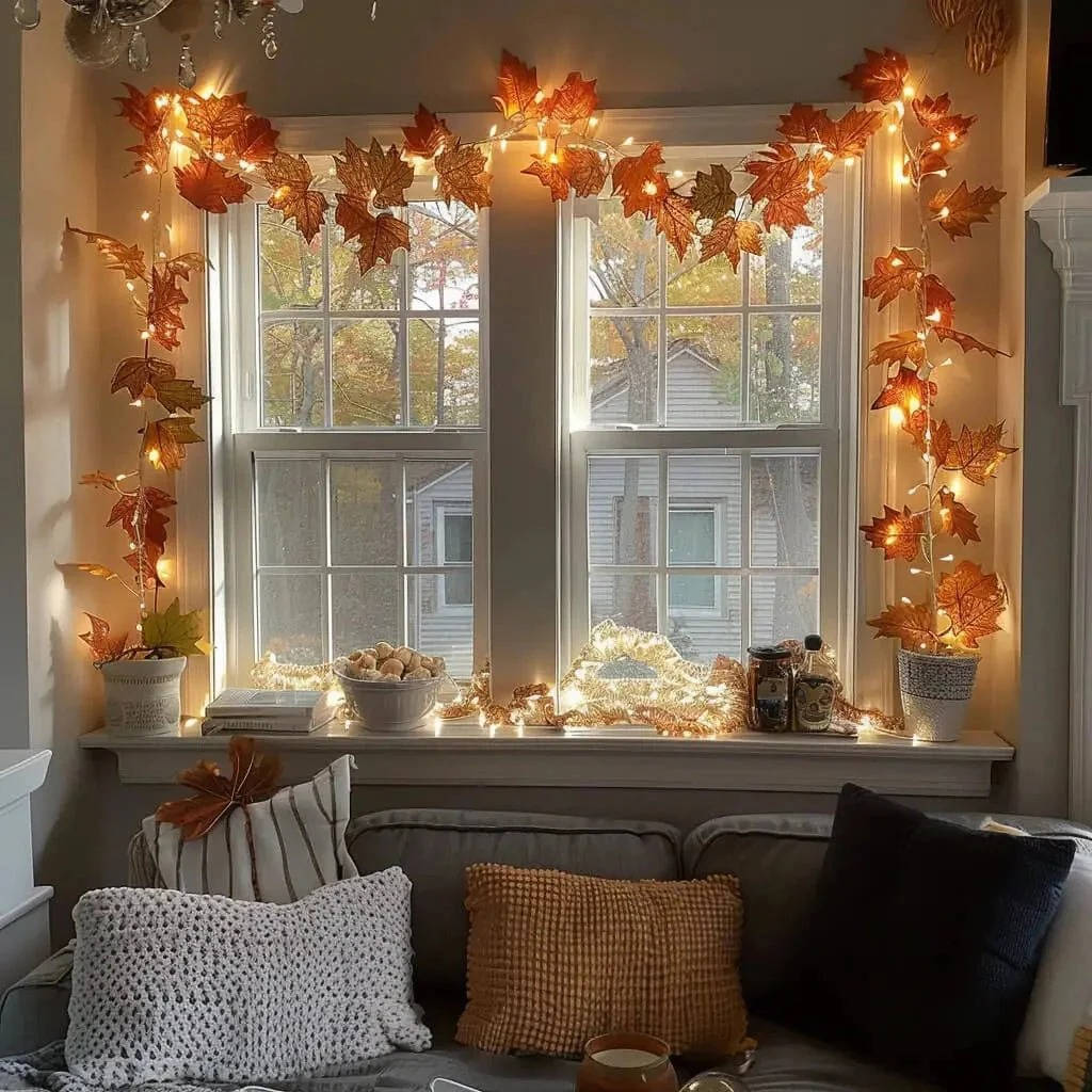 Lighted Ornament Garland with Warm Glow and Reflective Ornaments, Flexible Wire Design