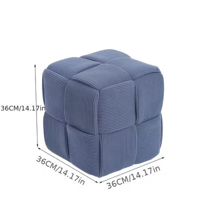 Square Faux Fur Woven Ottoman Footrest for Sofa and Shoe Bench Use