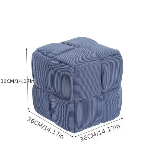 Square Faux Fur Woven Ottoman Footrest for Sofa and Shoe Bench Use