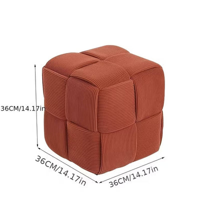 Square Faux Fur Woven Ottoman Footrest for Sofa and Shoe Bench Use