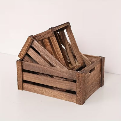 Stackable Farmhouse Wooden Crate Set for Home Storage and Décor