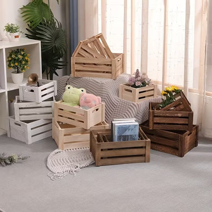Stackable Farmhouse Wooden Crate Set for Home Storage and Décor