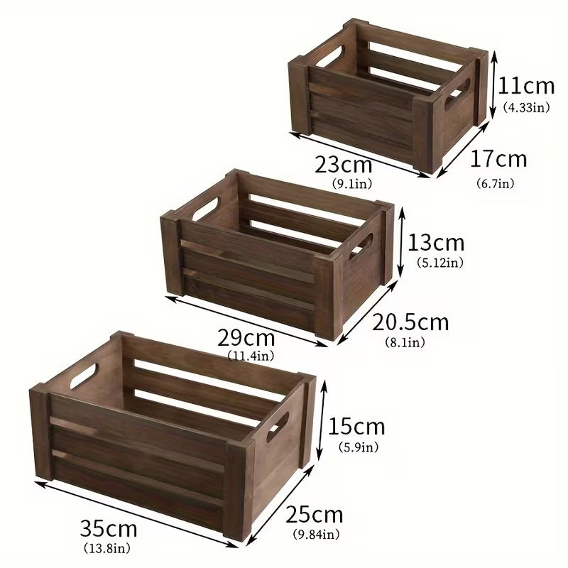 Stackable Farmhouse Wooden Crate Set for Home Storage and Décor