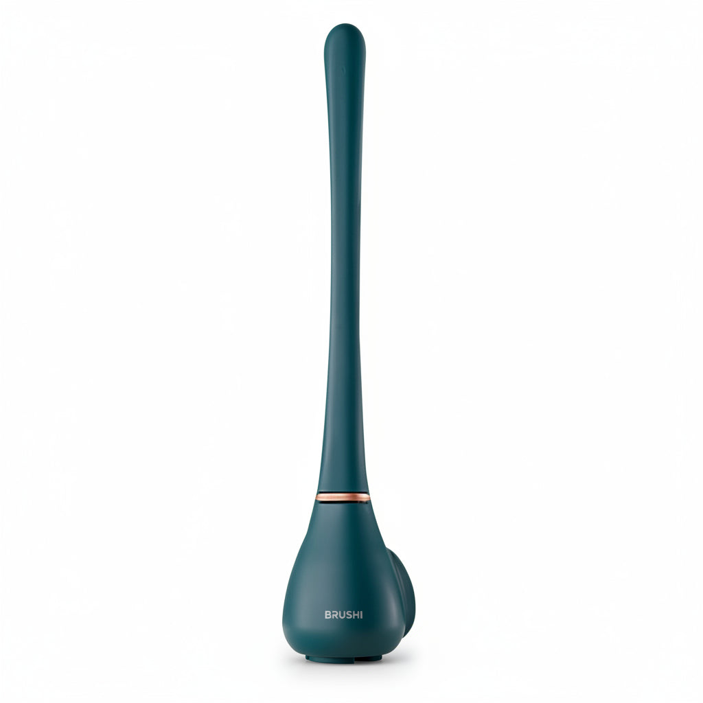 Wall Mount Silicone Toilet Brush with Lever Cap and Flexible Head