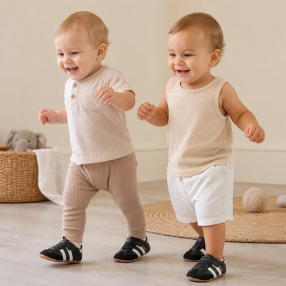 Flexible Sole Baby Sneakers with Hook Loop Fastening for New Walkers