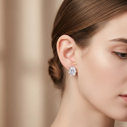 925 Silver Oval Moissanite Earrings, Push Back Studs with D Color VVS1 Stones