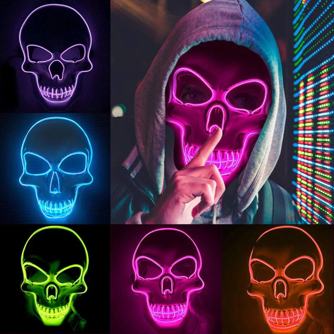 Glow Skeleton Party Mask with Ten Color Lighting Modes