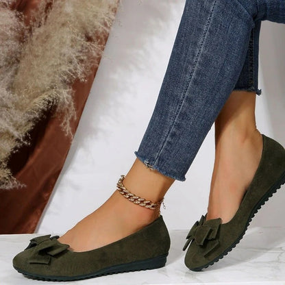 Cushioned Insole Ballet Flats with Bow Detail for Women, Slip On Style