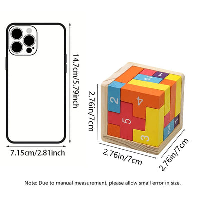 Painted Luban Lock Cube Puzzle with Interlocking Wood Bars for Desk Breaks and Bag Trips