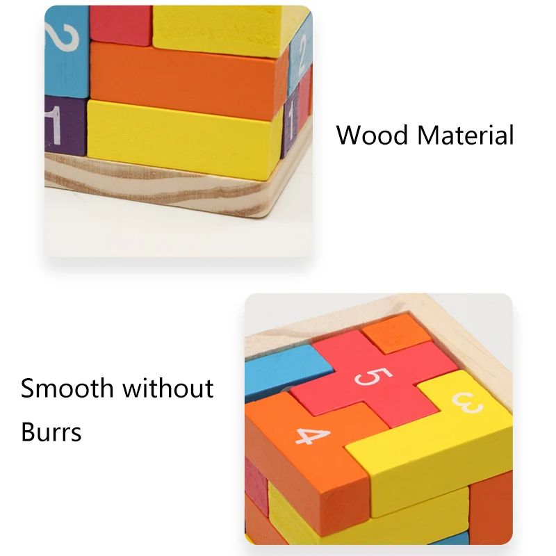 Painted Luban Lock Cube Puzzle with Interlocking Wood Bars for Desk Breaks and Bag Trips