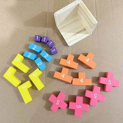 Painted Luban Lock Cube Puzzle with Interlocking Wood Bars for Desk Breaks and Bag Trips