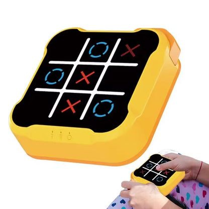 Handheld Tic Tac Toe Game with Light Up Play Modes and Pocket Sized Case for Trips
