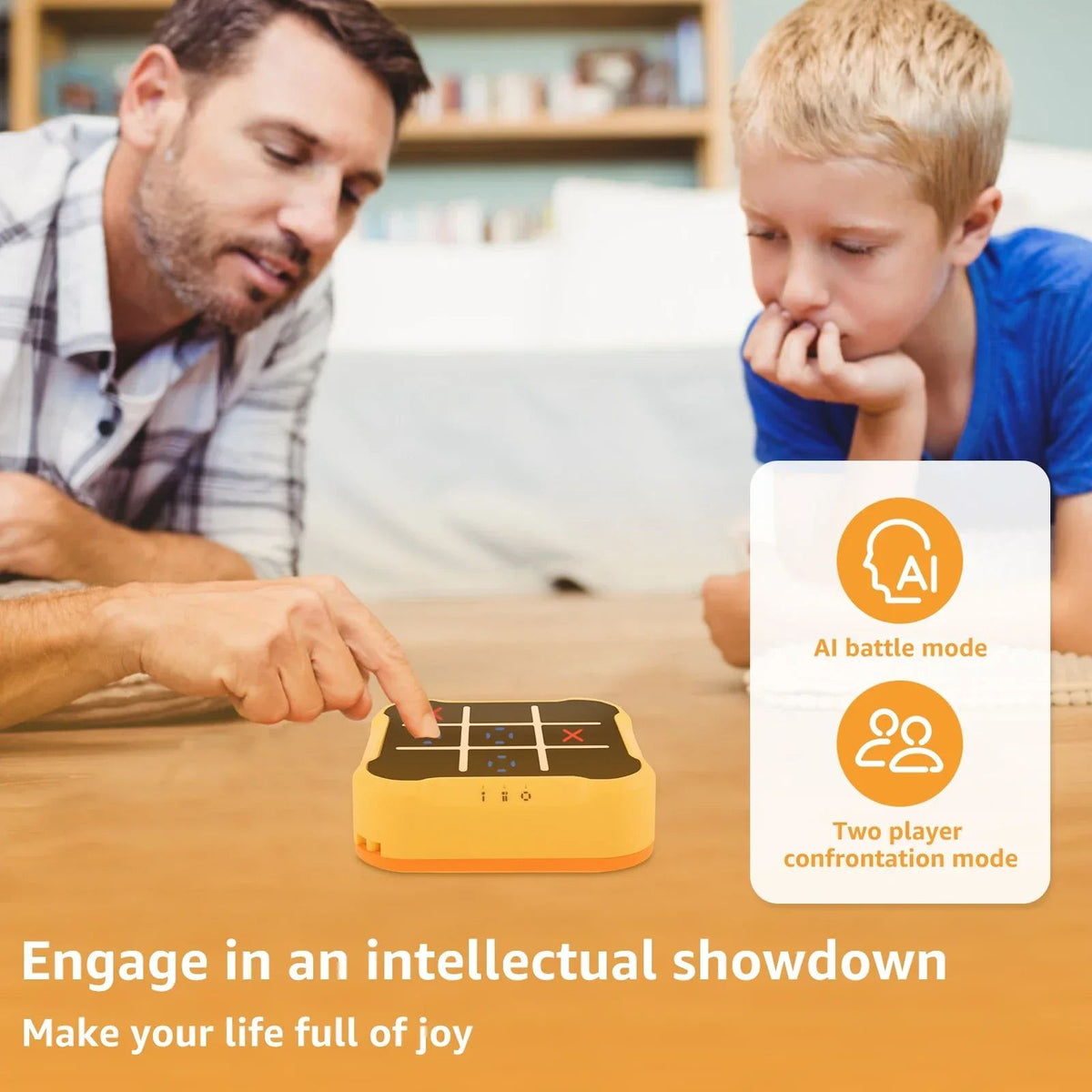 Handheld Tic Tac Toe Game with Light Up Play Modes and Pocket Sized Case for Trips