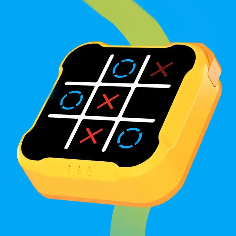 Handheld Tic Tac Toe Game with Light Up Play Modes and Pocket Sized Case for Trips