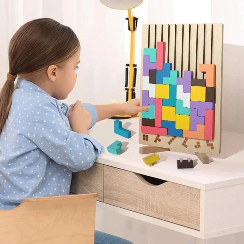 Wooden Stacking Challenge Game for Solo Play Group Turns and Classroom Breaks