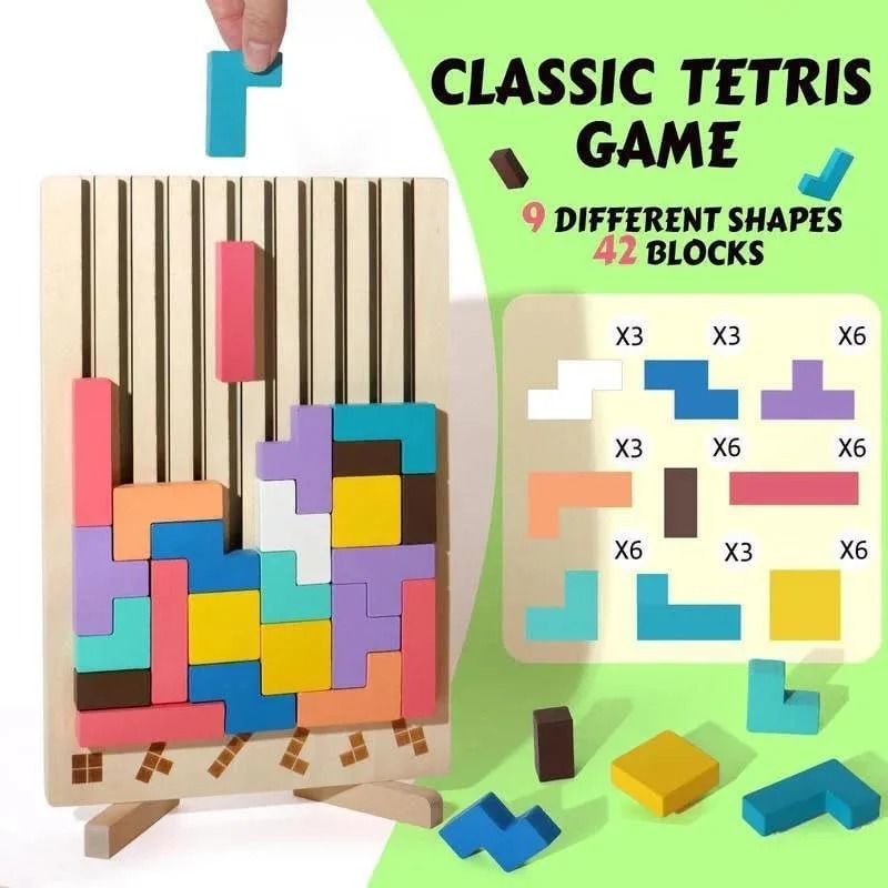 Wooden Stacking Challenge Game for Solo Play Group Turns and Classroom Breaks