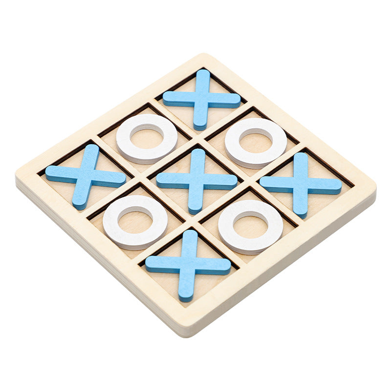 Hardwood Tic Tac Toe Set with Natural Finish for Camping Trips Picnics and Family Tables