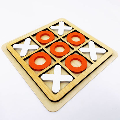 Hardwood Tic Tac Toe Set with Natural Finish for Camping Trips Picnics and Family Tables