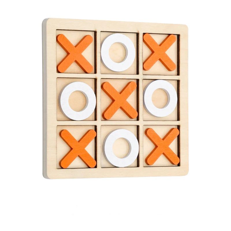 Hardwood Tic Tac Toe Set with Natural Finish for Camping Trips Picnics and Family Tables