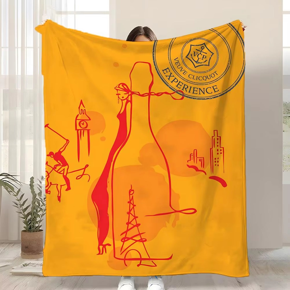 Cozy Flannel Couch Throw with Printed Art Design and Anti Static Finish