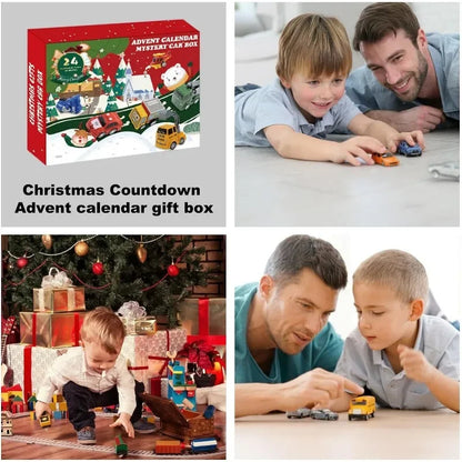 Advent Calendar with 24 Colorful Pull Back Cars for Racing on Floors and Tables