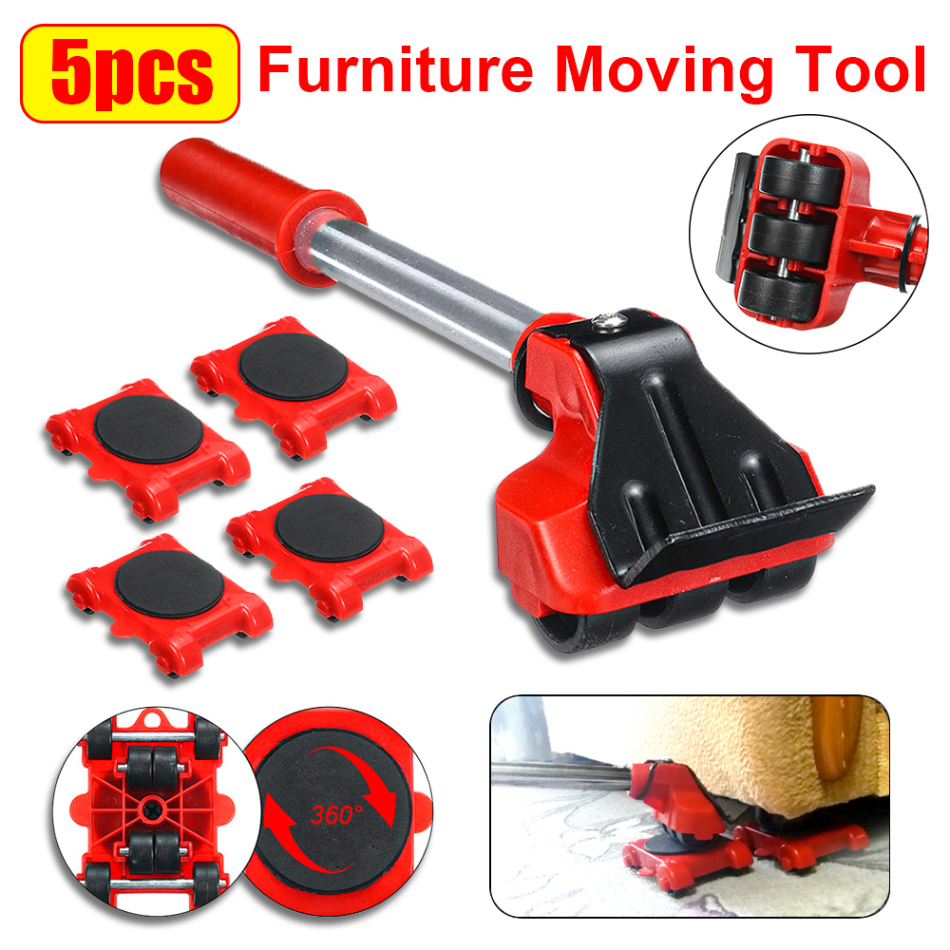 Furniture Moving System with 360 Degree Rotating Pads and Lifting Bar