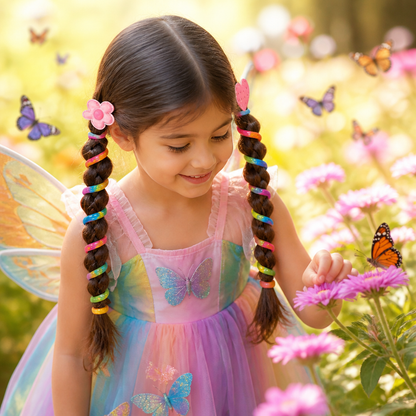 Cute Spiral Hair Tie Set with Flower Heart and Bear Designs for Kids Braids and Ponytails