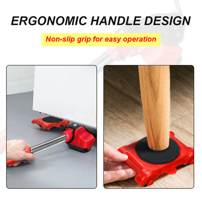 Furniture Moving System with 360 Degree Rotating Pads and Lifting Bar