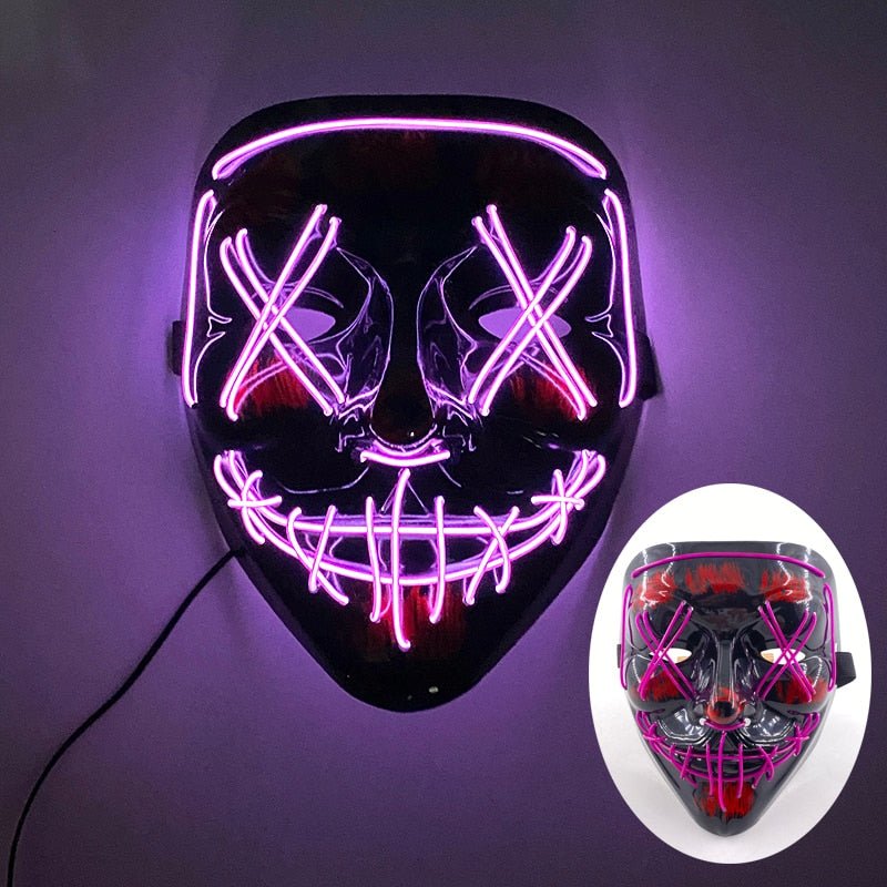 LED Light Up Halloween Mask With Glow in the Dark Wire