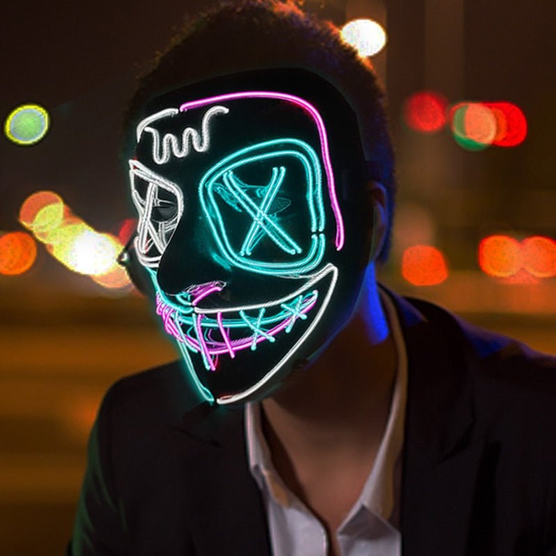 LED Light Up Halloween Mask With Glow in the Dark Wire