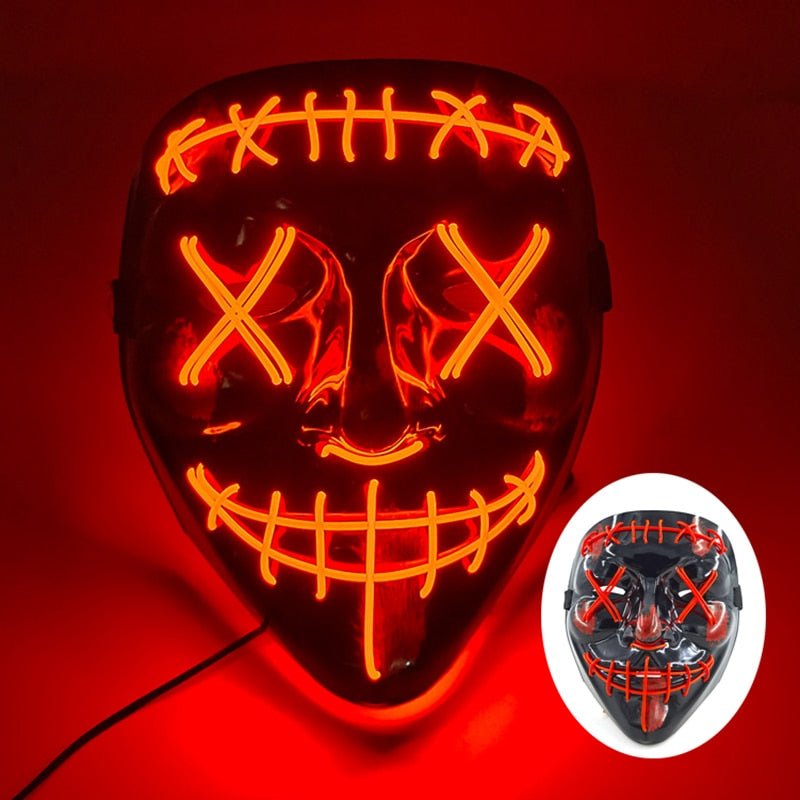 LED Light Up Halloween Mask With Glow in the Dark Wire