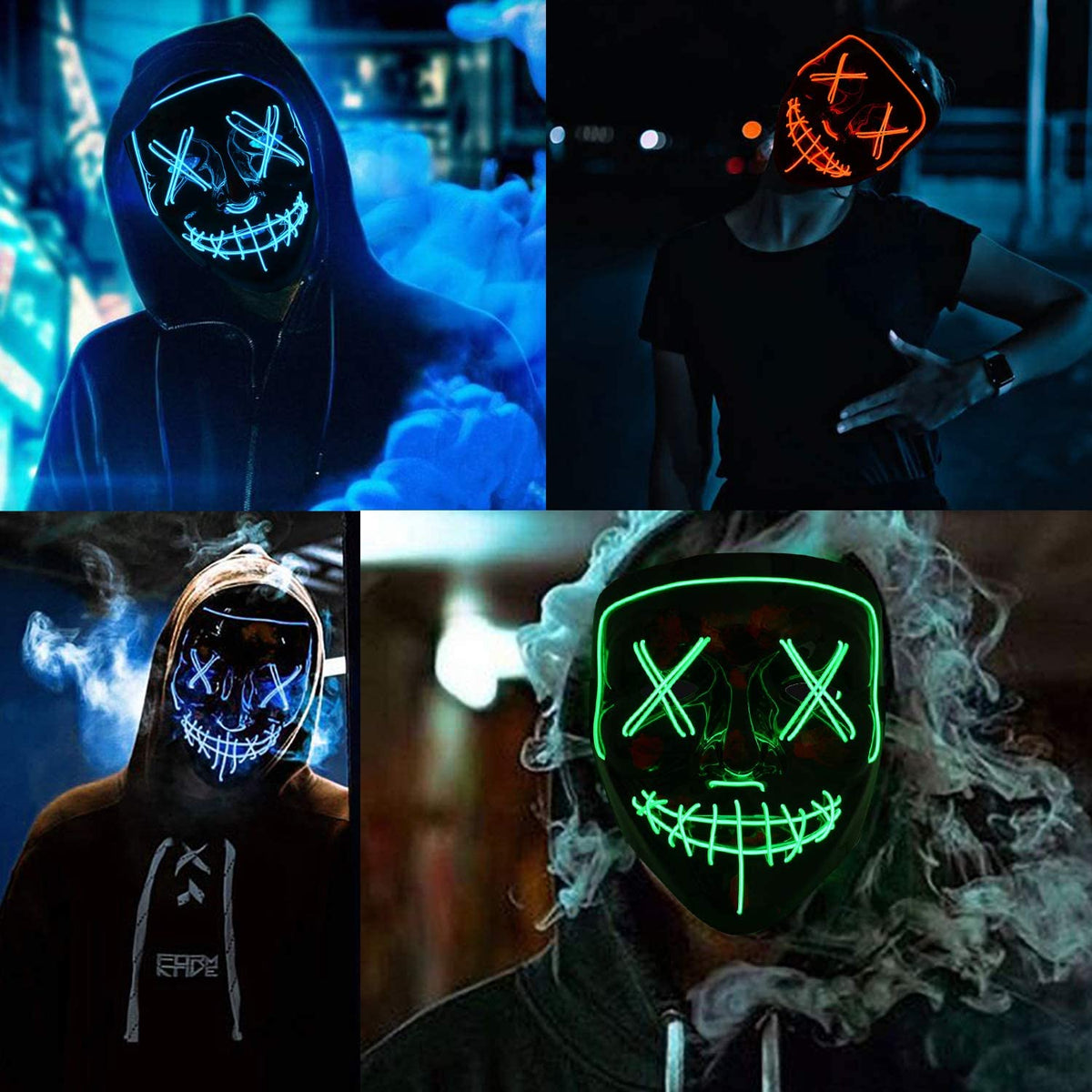 LED Light Up Halloween Mask With Glow in the Dark Wire