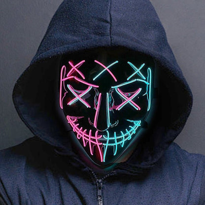 LED Light Up Halloween Mask With Glow in the Dark Wire