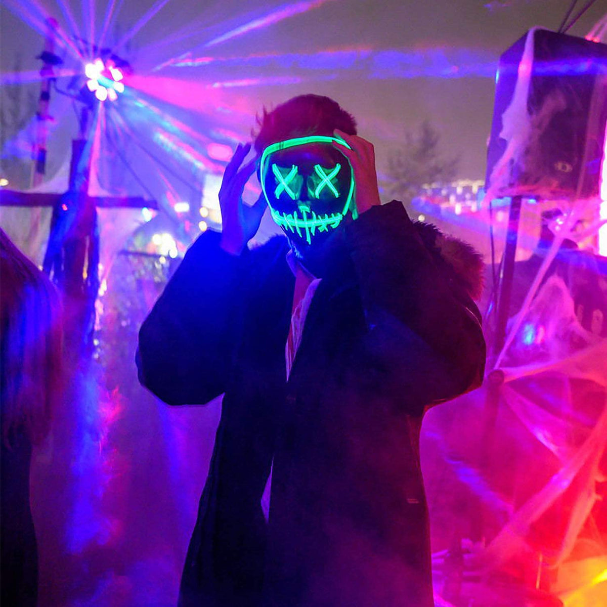 LED Light Up Halloween Mask With Glow in the Dark Wire