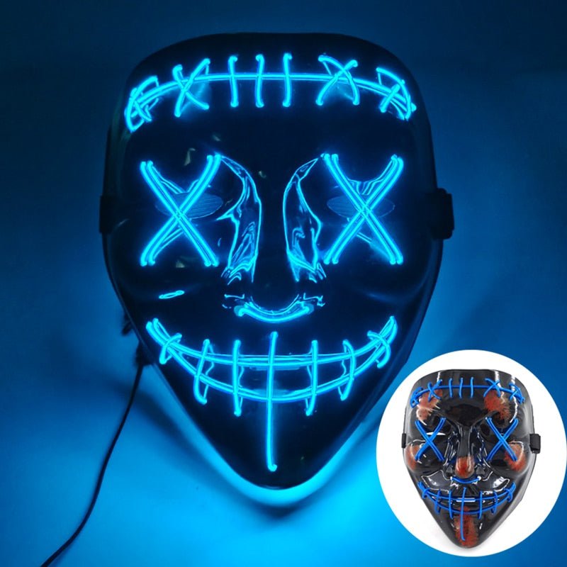 LED Light Up Halloween Mask With Glow in the Dark Wire