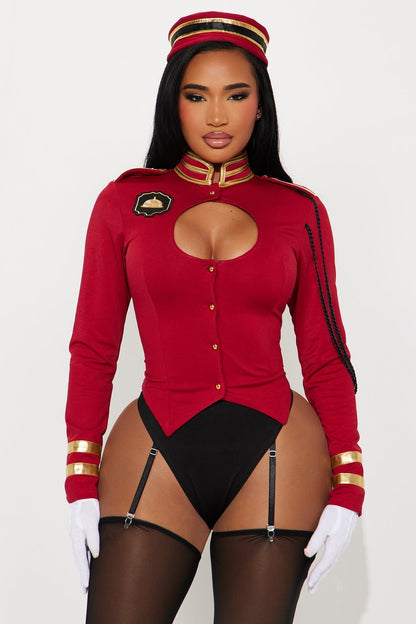 Wine Toned Five Piece Costume Set with Hat and Leggings