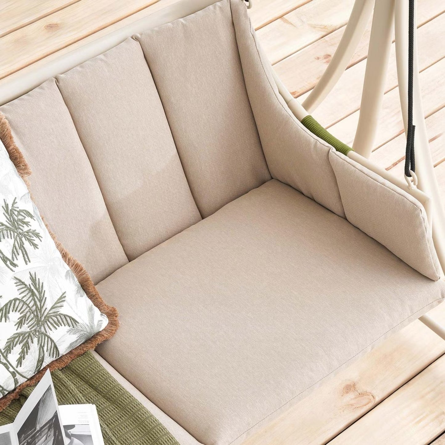 Lunara Beige 2-Seater Outdoor Swing with Soft Cushioning
