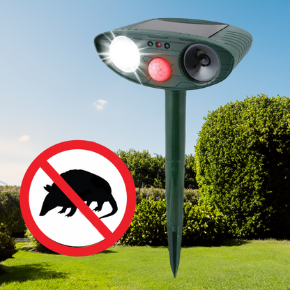 Motion Activated Solar Ultrasonic Armadillo Repeller for Yards Flower Beds and Ponds