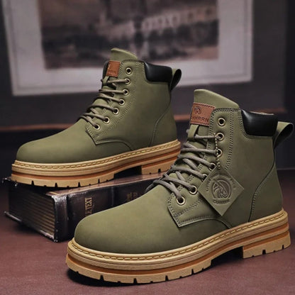 Men's Rugged Lace-Up Ankle Hiking Boots - Green