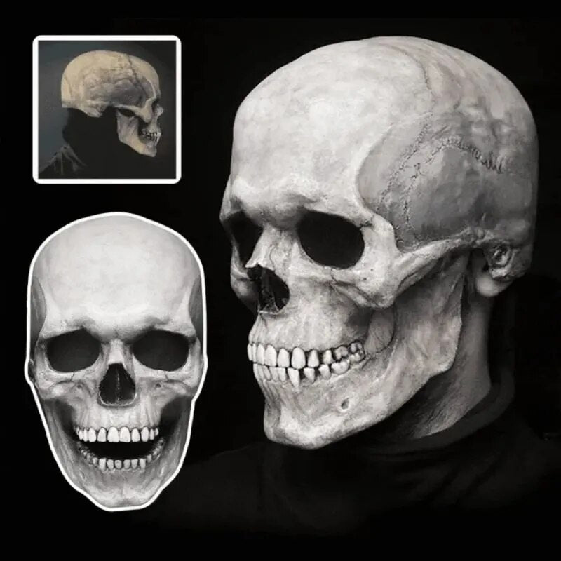 Movable Jaw Full Head Latex Skull Mask for Halloween